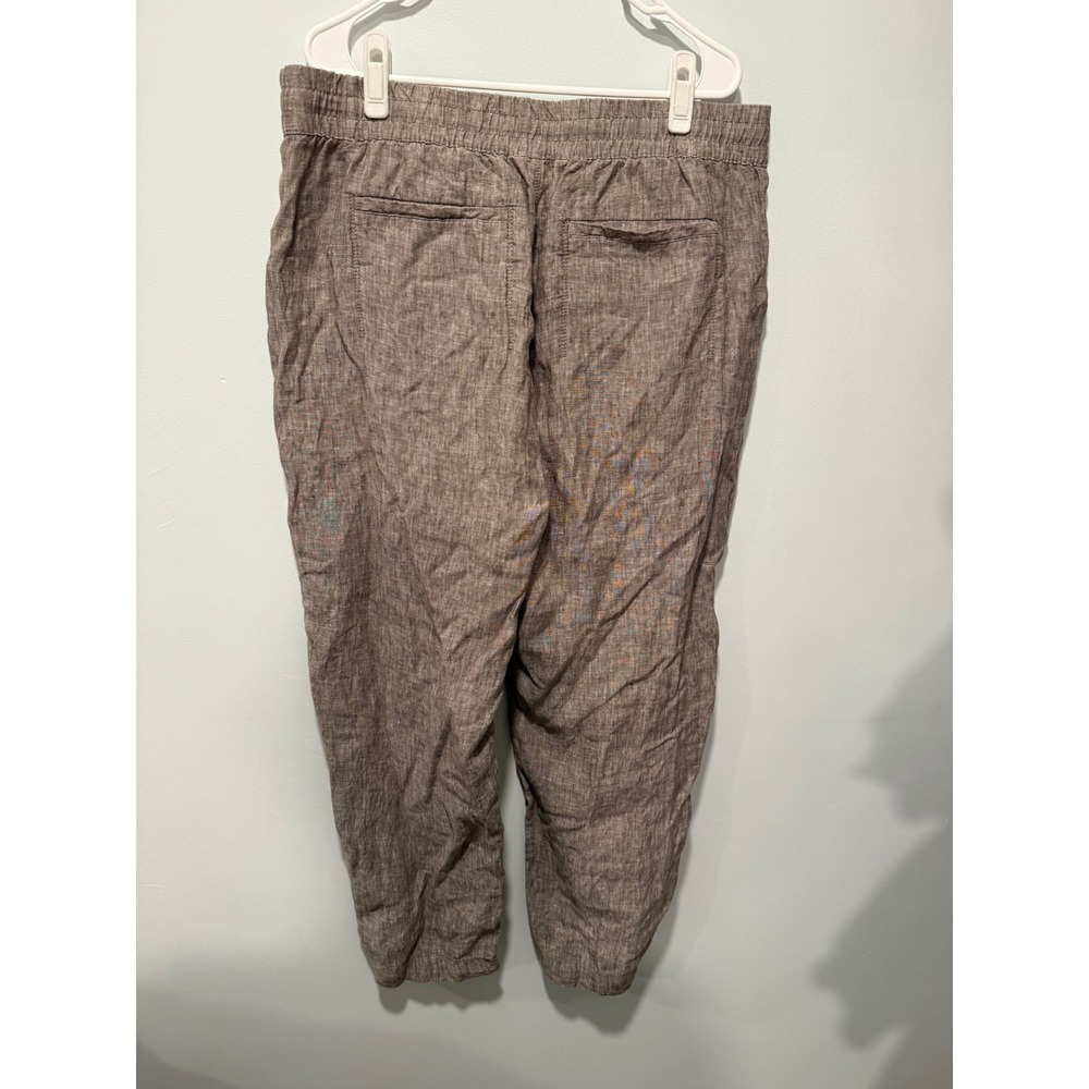 Poetry Linen Blend Tapered Trousers Grey Brown US 12 Quiet Luxury Classic